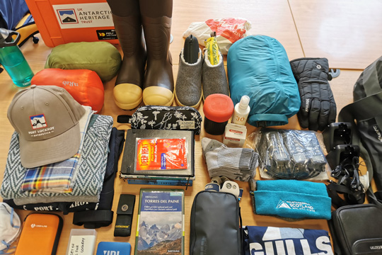 polar gear laid out before packing