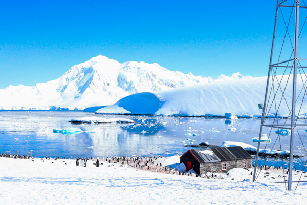 A snowy scene at Port Lockroy