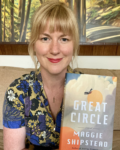 Maggie holding Great Circle hardback