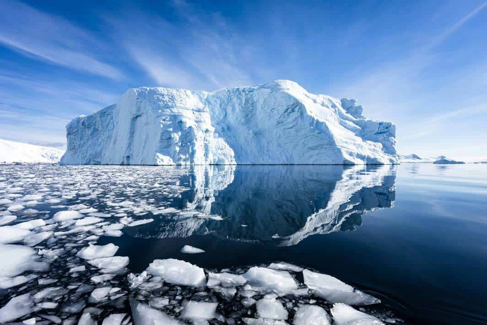 Icebergs reflecting in Antarctica