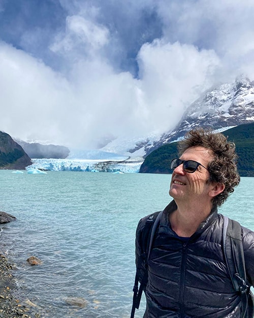 Darrel in front of a glacier