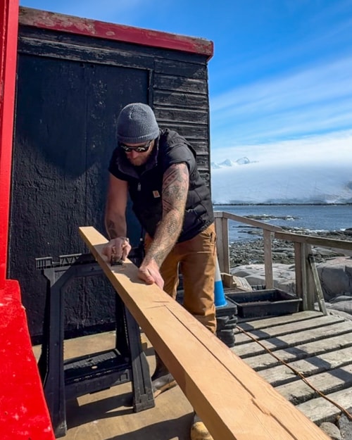Pete working on wood