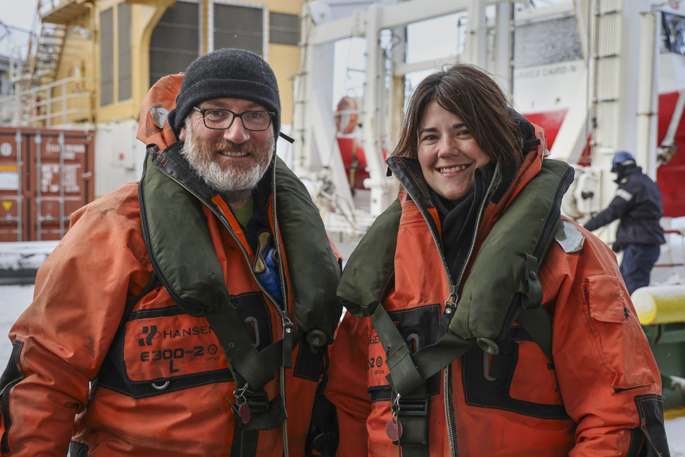 geoff and Ruth on board an icebraeker