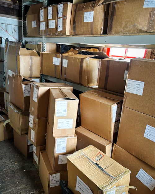 Pile sof cardboard boxes