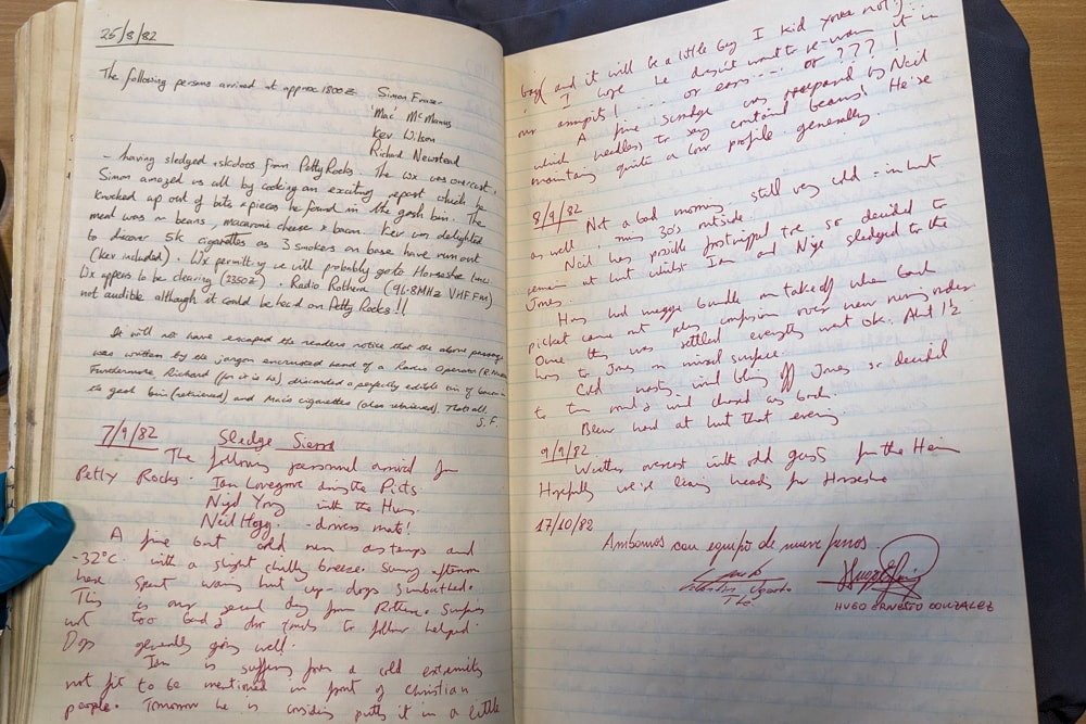 Visitors book pages 1982