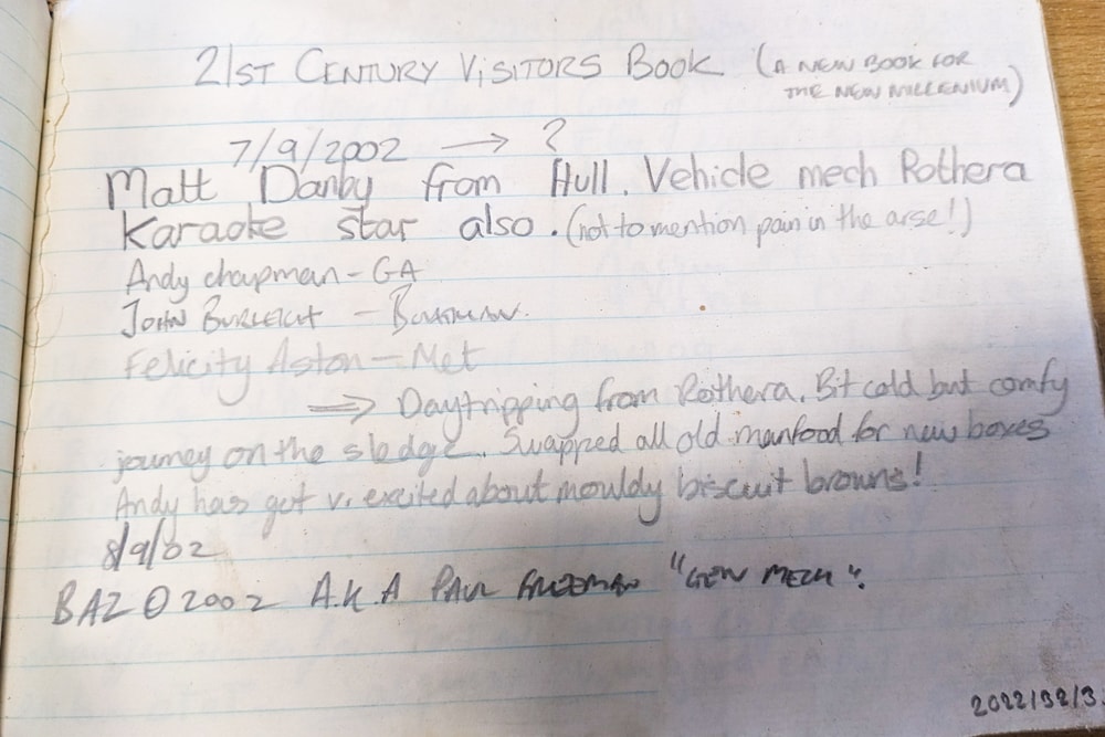 a page of the visitors' book