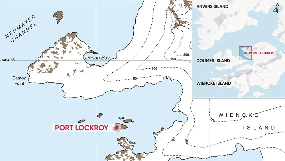 map of port lockroy on the Antarctica Peninsula