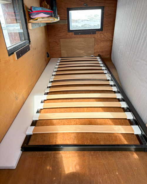 bedframe in the polar pod