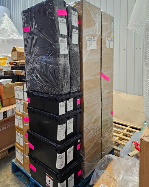 a crate full of boxes