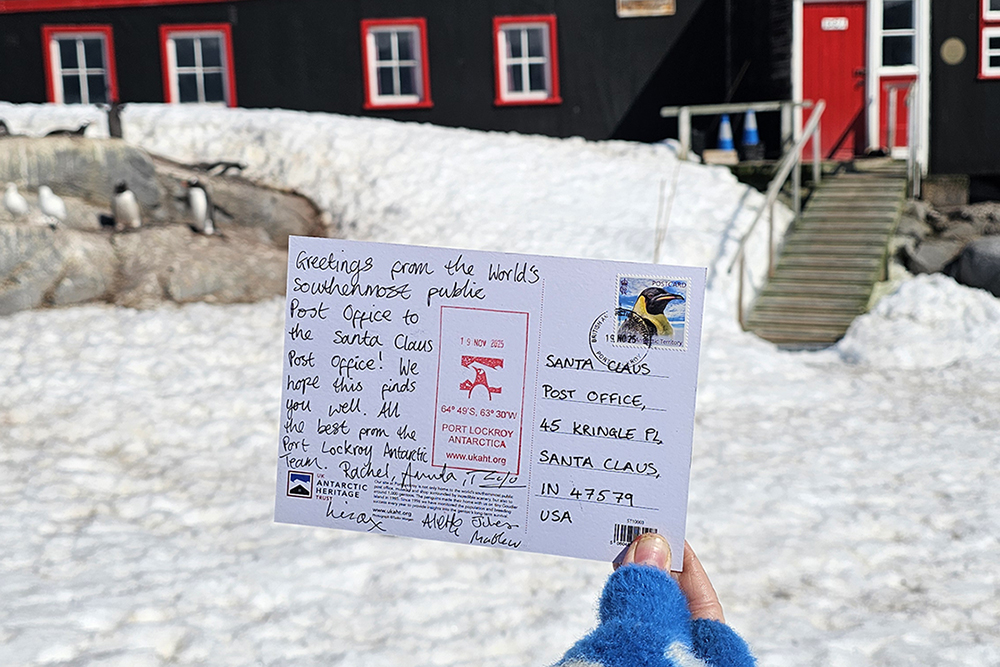 Santa Claus postcard at Port lockroy